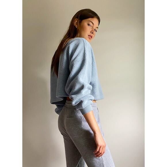 Sunday Best Lupa Crewneck Fuzzy Sweater - S - Serene Blue - Picture 5 of 7